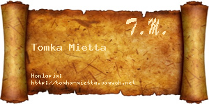 Tomka Mietta névjegykártya